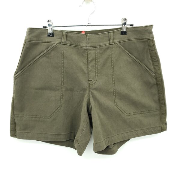 Spanx Pull On Stretch Twill Midi Shorts XL Pine Green - Picture 2 of 16